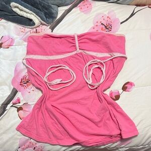 OP Pink Tube Top with White Accents